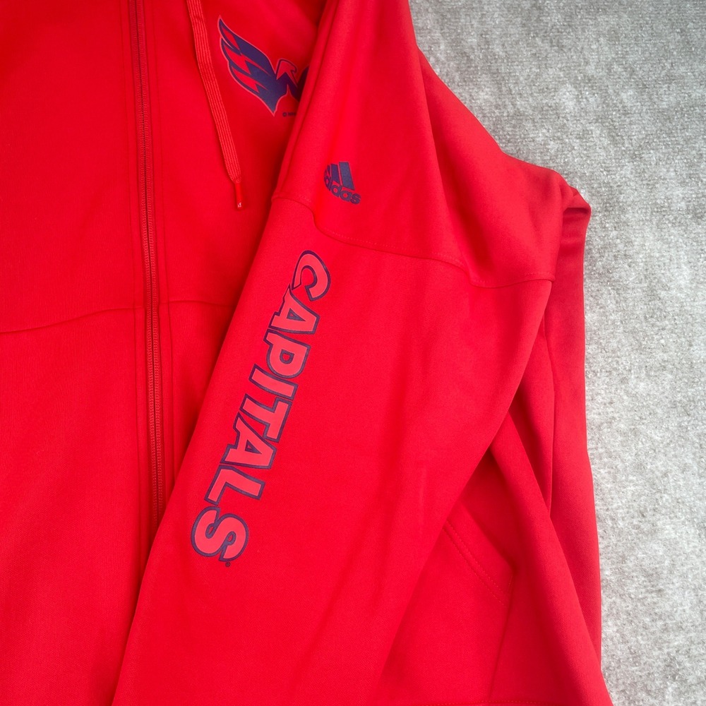 Adidas Washington Capitals‎ NHL Full Zip Hoodie Red Fleece Lined 2XL - Picture 8 of 11